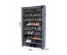 Songmics XXL Armoire / étagères à chaussures 10 couches avec housse Gris 88 x 28 x 160cm RXJ36G
