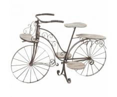 Vélo porte plante décoratif jardinière en bois chêne et fer forgé pour jardin, terrasse ,
