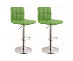 Lot de 2 Tabourets de bar design simili cuir avec dossier vert - HELLOSHOP26