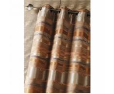 Double Rideau ameublement Jacquard rayés Moka 140 x 260 cm - HOMEMAISON