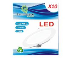 Lot de 10 Spot Encastrable LED Downlight Panel Extra-Plat 12W Blanc Neutre 4200-4500K