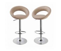 Set de 2 tabourets de bar simili-cuir marron clair hauteur réglable - DéCOSHOP26