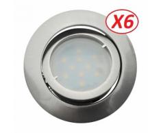 Lot de 6 Spot Led Encastrable Complete Satin Orientable lumière Blanc Neutre eq. 50W