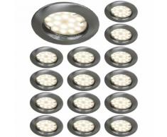 LOT DE 15 SPOT LED ENCASTRABLE COMPLETE RONDE FIXE ALU BROSSE eq. 50W BLANC FROID - EUROBRYTE
