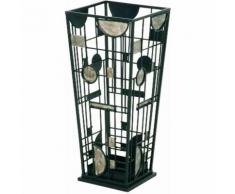 Porte parapluies en métal Coloris Noir-argent - L23 x P23 x H53 cm - PEGANE