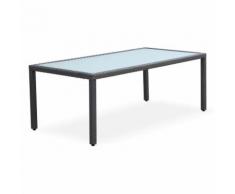 Table de jardin 200cm salon en résine tressée 8 personnes Grise - ALICE'S GARDEN