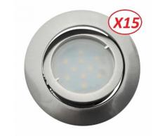 Lot de 15 Spot Led Encastrable Complete Satin Orientable lumière Blanc Neutre eq. 50W