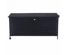 Coffre malle de rangement 137 x 51 x 64 cm double roulettes résine tressée 4 fils imitation rotin