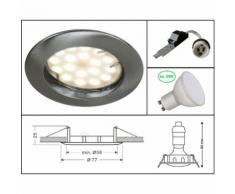 SPOT LED ENCASTRABLE COMPLETE RONDE FIXE ALU BROSSE eq. 50W BLANC CHAUD 3000K - LAMPESECOENERGIE