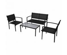 vidaXL Jeu de mobilier jardin 4 pièces avec banc noir