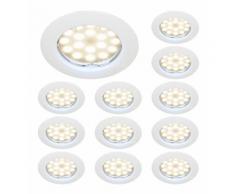 LOT DE 12 SPOT LED ENCASTRABLE COMPLETE RONDE FIXE eq. 50W BLANC CHAUD 3000K - LAMPESECOENERGIE
