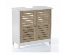 Meuble sous lavabo 2 portes et 1 étagère intérieure, H60 x P30 x L60 cm - PEGANE