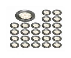 LOT DE 25 SPOT LED ENCASTRABLE COMPLETE RONDE FIXE ALU BROSSE eq. 50W BLANC CHAUD 3000K
