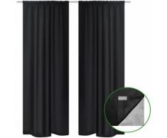 vidaXL 2 pcs Rideau Blackout Doublé Occultant Noir 140 x 245 cm