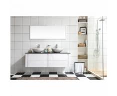 Lilia Blanc : ensemble salle de bain meuble + 2 vasques + 1 miroir - CONCEPT-USINE