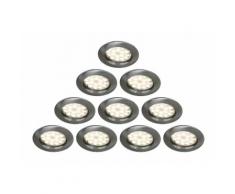 LOT DE 10 SPOT LED ENCASTRABLE COMPLETE RONDE FIXE ALU BROSSE eq. 50W BLANC CHAUD 3000K