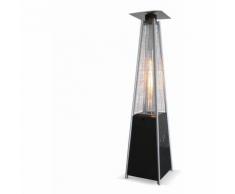 Chauffage d'extérieur gaz 13kW Arctic gris, parasol chauffant design, pyramide flamme réelle
