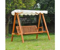 Balancelle balancoire hamac banc fauteuil de jardin bois de pin 3 places charge max. 500kg 01