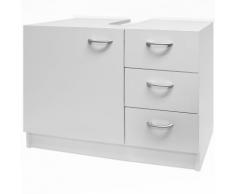 Meuble rangement sous lavabo avec 3 tiroirs - blanc - Salle de bain Armoire - DEUBA