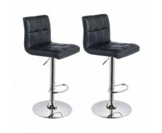 Lot de 2 Tabourets de bar design simili cuir avec dossier noir - HELLOSHOP26