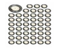 LOT DE 50 SPOT LED ENCASTRABLE COMPLETE RONDE FIXE ALU BROSSE eq. 50W BLANC CHAUD 3000K