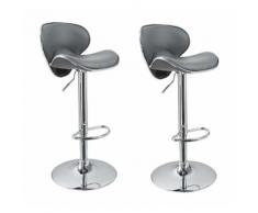 Set de 2 tabourets design en simili-cuir gris - DéCOSHOP26