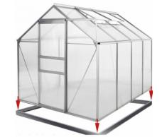 Serre de jardin aluminium polycarbonate 7,63m³ 250x190x195cm avec les fondations et la fenêtre