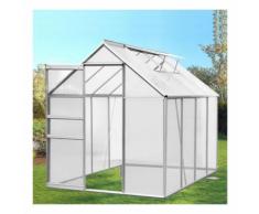 Serre de jardin aluminium et polycarbonate 4.75 m² 250x190x195 cm translucide - IDMARKET