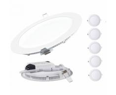 Lot de 5 Spot Encastrable LED Downlight Panel Extra-Plat 12W Blanc Neutre 4200-4500K