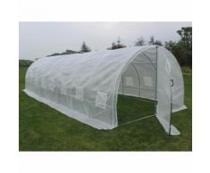 Serre tunnel de jardin avec porte "Mimosa" - 220g/m2 - 24m² - 8 x 3 x 2 m - HABITAT ET JARDIN