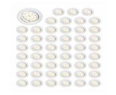 LOT DE 50 SPOT LED ENCASTRABLE COMPLETE ORIENTABLE BLANC AVEC AMPOULE GU10 230V eq. 50W, BLANC CHAUD