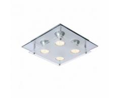 Lucide - Plafonnier Ready-LED carré 27 cm - Verre - Chrome - Chrome