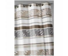 Voilage en organza à rayures et motifs feuilles Beige 140 x 240 cm - HOMEMAISON