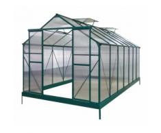 Serre de jardin 12,2m² verte polycarbonate 4mm + embase Green Protect