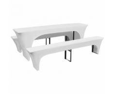 vidaXL 3 Nappe pour table de brasserie et bancs extensible blanc 70 cm