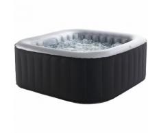 Spa carré gonflable ALPINE - 4 places - anthracite/intérieur gris - HAPPY GARDEN