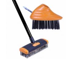 Balai terrasse avec brosse et grattoir acier