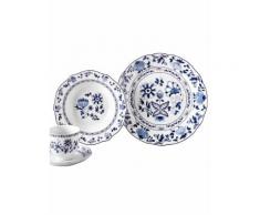 Service de table 12 pièces 'Fleurs bleues' bleu