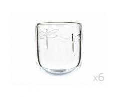 Gobelet à eau en verre pressé 28 cl - Lot de 6 LIBELLULES