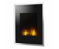 Cheminée décorative design noir bord miroir puissance 2000 watts EMPIRE STATE