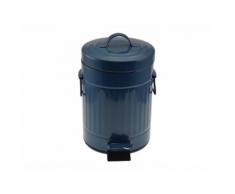 Poubelle rétro de salle de bain à pédale en métal 3L ARMANCE Bleu paon