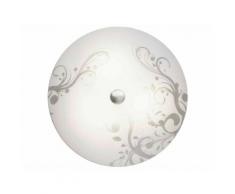 Applique plafonnier rond en métal et verre dépoli diamètre 38cm Bona