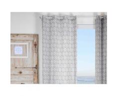 Rideau tamisant à œillets polyester carreau de ciment gris/bleu 135x260cm LISBOA