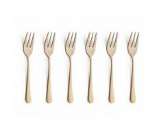 Fourchettes à gâteau en inox finition mat - Set de 6 pièces AUSTIN Doré