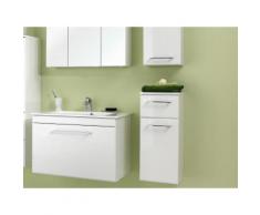 Meuble sous-vasque 1 tiroir Longueur 75 cm BRADLEY Blanc Avec armoire + demi-colonne