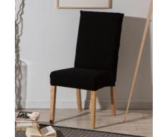 Housse de chaise unie extensible effet nid d'abeille HUGO Noir