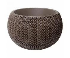 Pot de fleur rond en résine tressé Taupe Grand