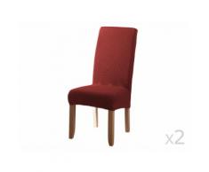 Housse de chaise uni bi-extensible coton/polyester - lot de 2 LISA Rouille