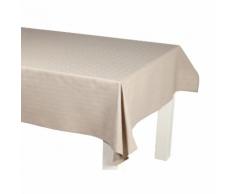 Nappe polycoton traitement Teflon anti-tache motif carrés ton sur ton FERGUS Beige 140x140cm