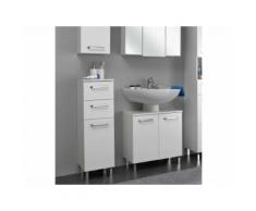 Meuble sous-lavabo 2 portes Longueur 60 cm WEASLEY Blanc Avec armoire + demi-colonne